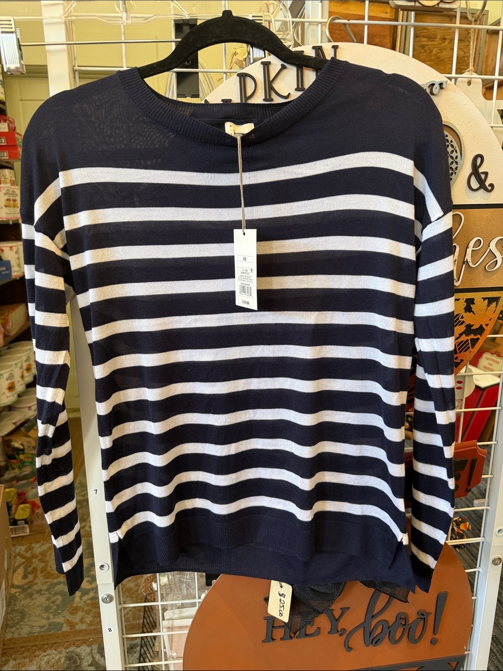 a new day Navy and White Striped Crew Neck Sweater